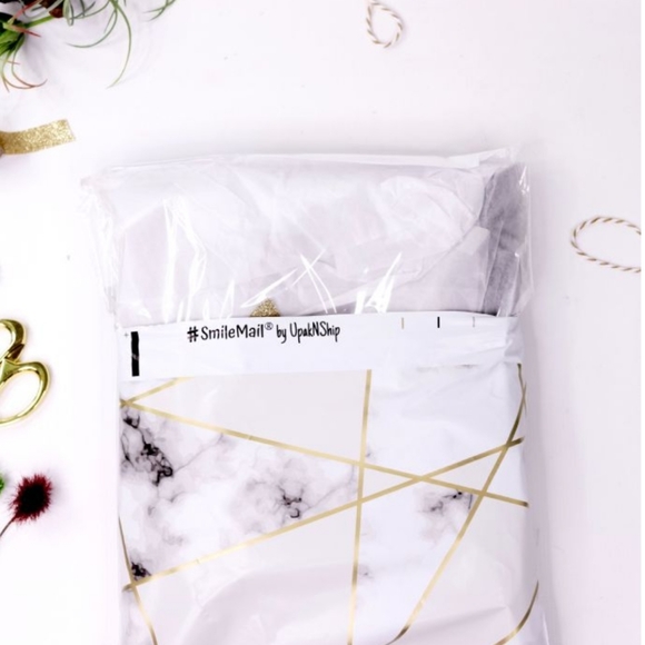 25 pc Marble Design Poly Mailer 10x13 White Gold - Picture 2 of 4